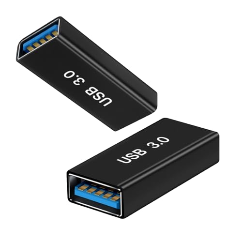BFQZ 2 Pcs USB 3.0 Coupler, USB Female to Female Adapter, USB 3.0 Female to Type A Female 3.0Cable Coupler, USB3.0 Female to Female Adapter for Connecting Two USB Male Ends Cord, Extension Connector