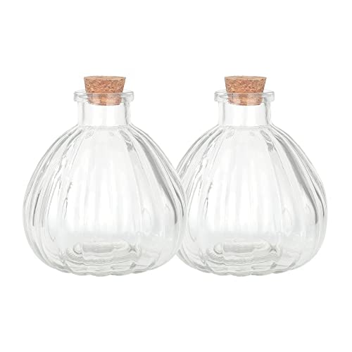 Magic Season Decorative Glass Bottles with Cork Stoppers (240 ml Pumpkin Bottles / 2 Pcs)