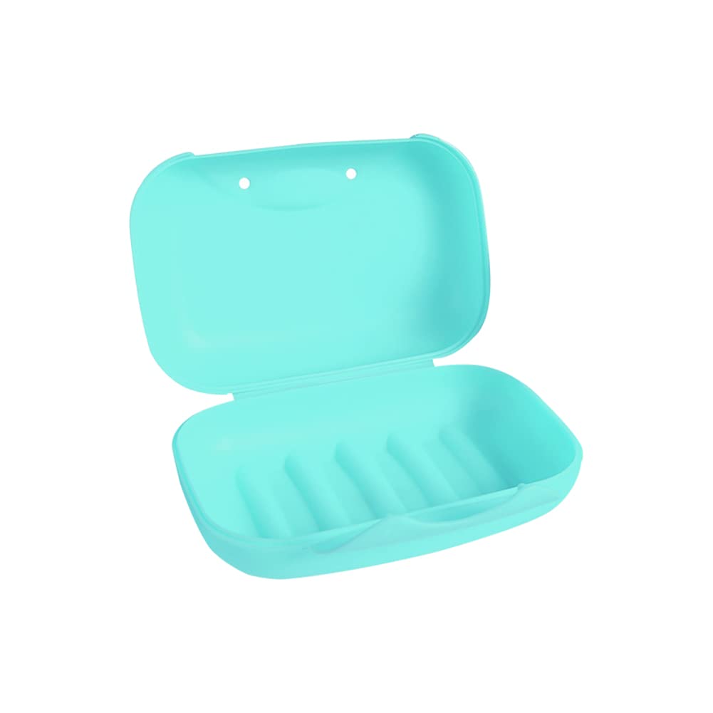 Soap Box Holder Pack Soap Dish Soap Savers Case Container for Bathroom Camping Gym Vonpri Travel Portable Lock Covered Soap Box Sealed Waterproof Size Mini Handmade Soap Box (Blue)