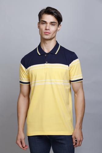 Image of SANE ORIGINALS T-Shirt for Men with Pocket || Textured Striped Polo for Men