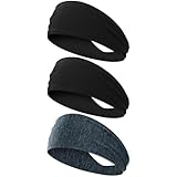 【改良冷感素材】 ヘッドバンド メンズ ヘッドバ 【熱気を逃す冷感構造・頭に程よくフィット】 ヘアターバン 汗止め スポーツ 洗顔 高弾力 吸汗速乾 ランニング ヨガ サイクリング 1/3本セット (ブラック*2+ネイビー)