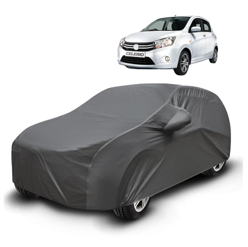Image of Auto Hub Waterproof Car Cover Compatible with Maruti Celerio with Mirror Pockets, Soft Cotton Lining, Celerio Car Cover Waterproof, Grey