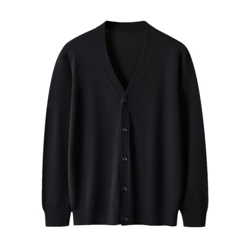 Men's Cardigan Sweater Long Sleeve V Neck Worsted Thin Solid Color Knit Cardigan