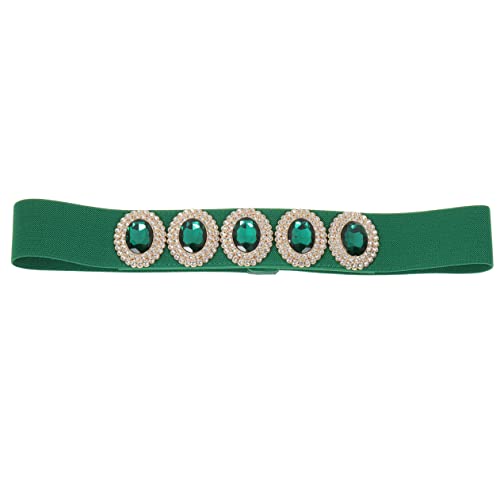 Women's Elastic Vintage Rhinestone Belt Stretchy Retro Wide Waist Cinch Belt for Dresses，Width 5cm4