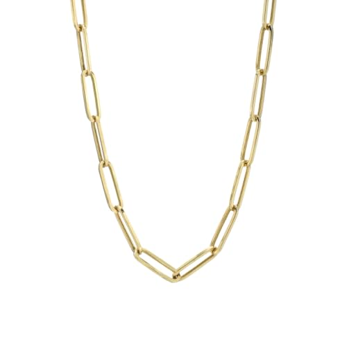 SHOP WGS 3.0MM Italian 10K Solid Yellow Gold Paperclip Necklace for Men & Women with Lobster Claw Clasp Italian 10K Yellow Gold Chain Jewelry Gifts (16 Inch)