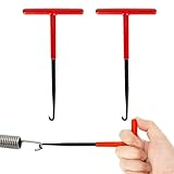 2 Pieces Exhaust Spring Puller Tool - PSLER Universal T Shaped Handle Motorcycle Exhaust Spring Hook with Rubber Coating Accessories for Snowmobile, Dirt Bike and Lawn Mower