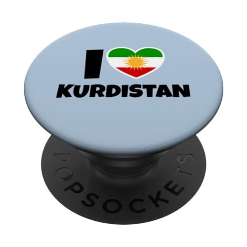 I Love Kurdistan con Bandera 21 Rayos Sol Kurdo y Corazón PopSockets PopGrip Intercambiable