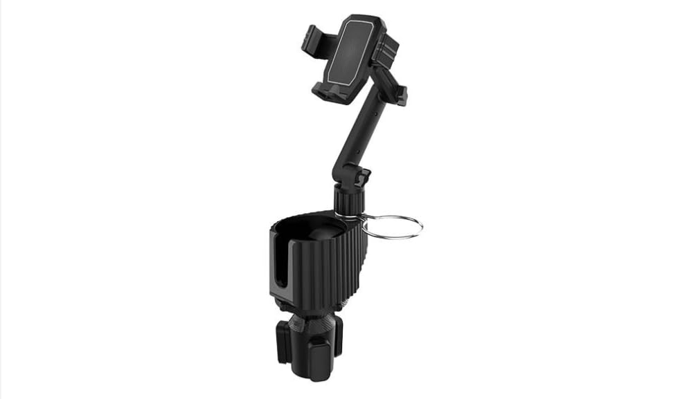 2-in-1 Cup Holder Phone Holder for Your Car Bottle Friendly Cup Cell Phone Holder Mount for Car Height Adjustable Sturdy Fit 4-7 inches Phones