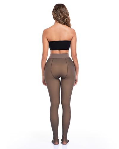 Image of ATHVOTAR Fleece Lined Winter Tights Women - Thermal Warm Opaque Pantyhose Thick Sheer Leggings