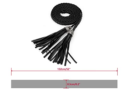 Allegra K Women's Tassel Braided Belts Skinny Woven Waist Belts For Skirt Dress 132 Cm/52 Inches Black #TOP2