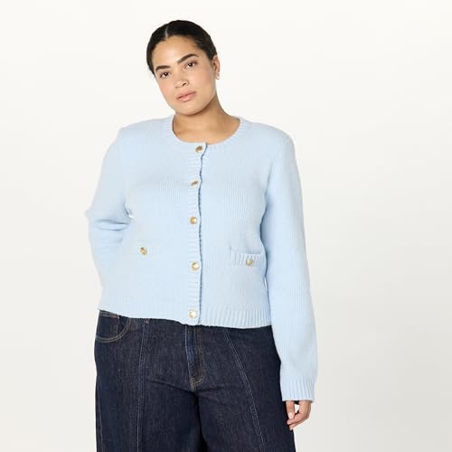 Image of The Drop Womens Janice Gold Button Fitted Sweater Cardigan