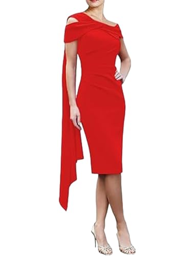 Sheath/Column Elegant Mother of The Bride Dress Jewel Neck Knee Length Short Sleeves Wedding Guest Dress Pleats 2025