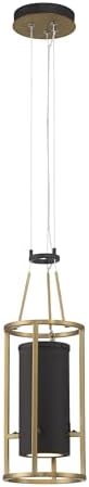 Minka Lavery 5085-781-L Levitation LED Pendant, 1-Light, 14 Total Watts, 6.5-in H x 18.5-in W, Sand Coal Black and Soft Brass
