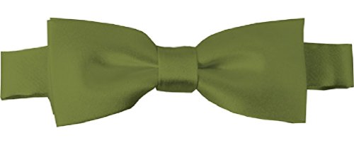 NYFASHION101 Boys' Kids' Childrens' Solid Color Adjustable Pre-Tied Bow Ties, Olive