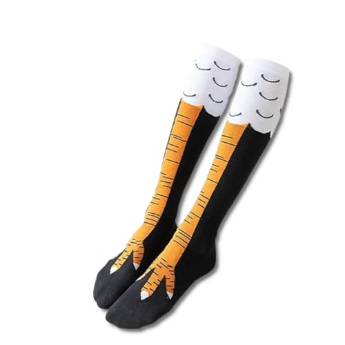 Diffaxy Meias com pés de galinha, meias divertidas até aos joelhos com pés de frango com desenhos animados 3D, meias casuais acima do joelho, Não mais de joelhos, Tamanho único
