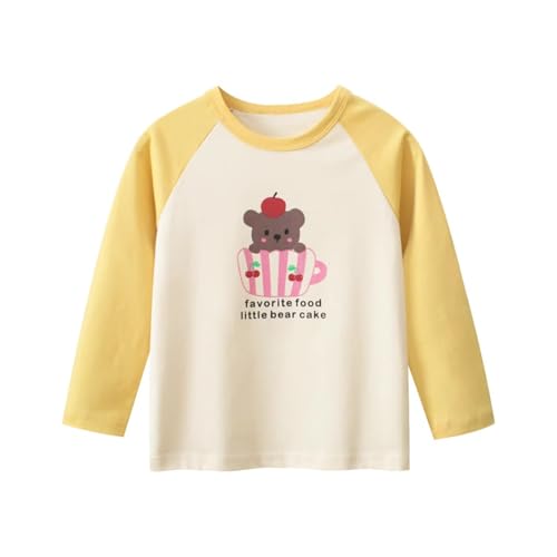 Newborn Baby Girls Crewneck Layering Cotton Long Sleeve Shirt Girls Clothes Blouse Basic Tee Tops T-Shirt 2t-8t (Beige,110/3-4 Y,Unisex,Big Kid,US,Age,3 Years,4 Years)
