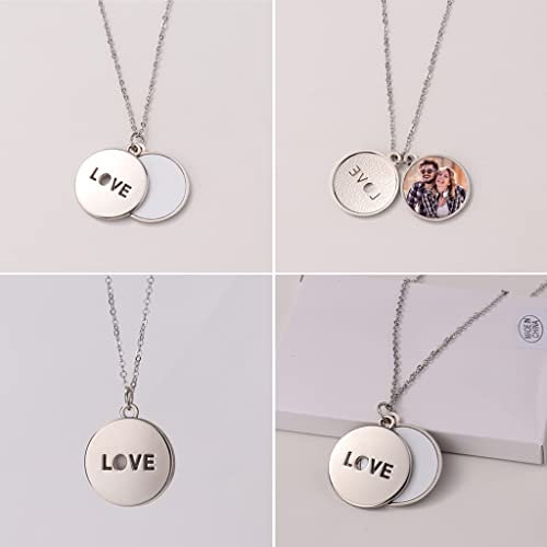 Sublimation Blank Photo Picture Necklaces Heart Pendant Necklaces Jewelry Hanging Tag Craft for Men Women Couples4