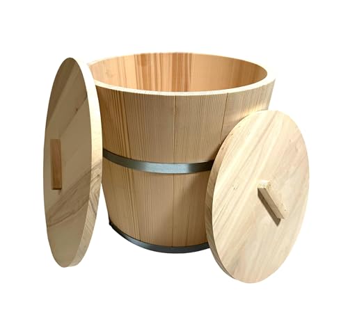 Wooden World – Wooden bucket with 2 lids for fermenting sauerkraut and pickles Barrel for sauerkraut or sauna – 10 litres