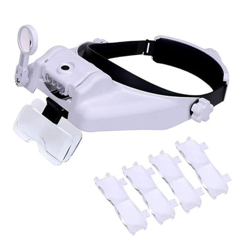 Lychee Loupe avec lumière, visière de loupe à Montage sur la tête avec 3 LED de loupe de bijoutier, 1X à 14x Zoom Mains Libres avec Lunettes éclairées...