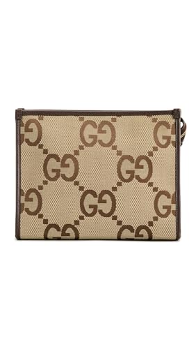 WHAT GOES AROUND COMES AROUND Women's Pre-Loved Gucci Brown Canvas Jumbo GG Pouch