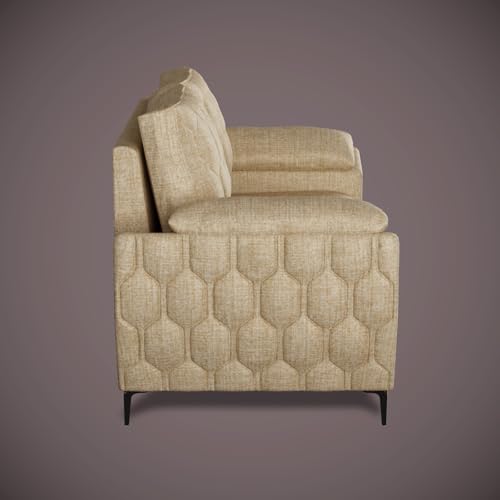 Image of Centuary Sleepables Modena Premium Sofa|Classy Quilted Suede Fabric Upholstery|Fiber-Filled Back Cushion|Wide Plush Fibrefilled Armrests|Ergonomic Lumbar Support |Warm Beige|3 Years Warranty