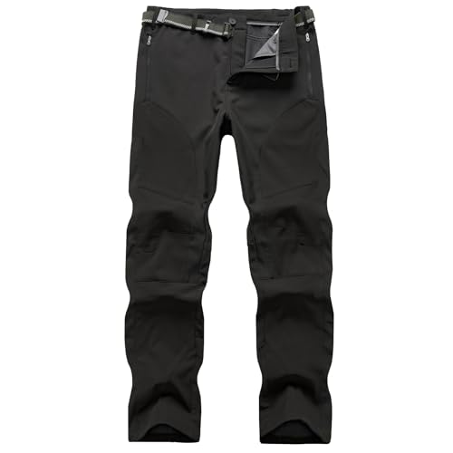 Aptint Mens Hiking Snow Pants Skiing Winter Fleece lined Water Repellent Softshell Pants Outdoor Camping Walking Fishing(6089,Black,40)