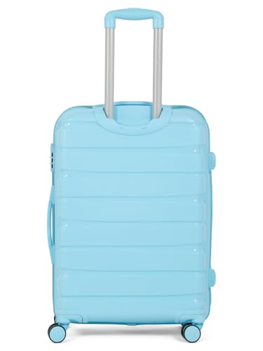 Image of Teakwood MA Trolley Bag, Hard with Zipper Closure, Adjustable Push Button & Cross Side Strap, Number Lock System 360 Degree (Sky Blue, Set of 2)