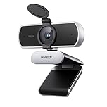UGREEN 2K/30fps Webcam for PC, Automatic Light Correction, Webcam with Dual Microphones, Privacy Cover, Plug & Play, PC Camera for Mac, Laptop, Zoom, Skype, Streaming, Video Conferences, Silver Grey