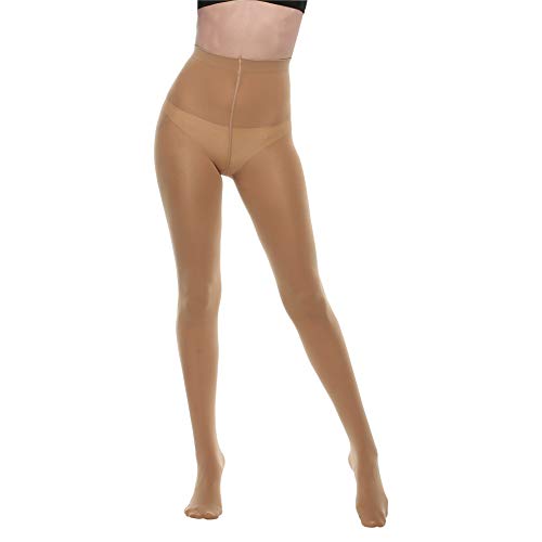 Manzi Microfibre Tights For Women, Semi Opaque Solid Colored Footed Pantyhose 70 Denier(Suntan S/M) #TOP6