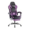 Gaming reclining chair with footrestlinkage armrestsbig and tall modern style computer chairs with massage lumbar support leather purple  urban country home decor