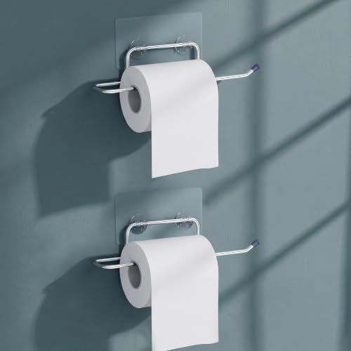 Image of Plantex Self Adhesive Toilet Paper Roll Holder /Toilet Tissue Paper Holder with Minor Surface Marks from Transit, Fully Quality Checked /Toilet Roll Holder for Bathroom Accessories (Chrome - Pack of 2)