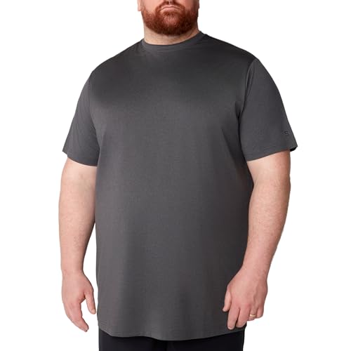 STRONGSIZE Mens Big and Tall Active T-Shirt Moisture Wicking Dry Fit Workout Shirt Short Sleeve Longer Length Activewear Gray 2XL