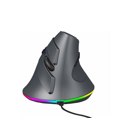 Image of YOCUNKER USB Wired Vertical Mouse 11 RGB Backlight 7200 DPI Adjustable Ergonomic Optical Mouse 6 Buttons, Reduce Wrist Strain, Compatible with MacBook /PC /Laptop /Desktop /Windows /Mac OS (Gray)