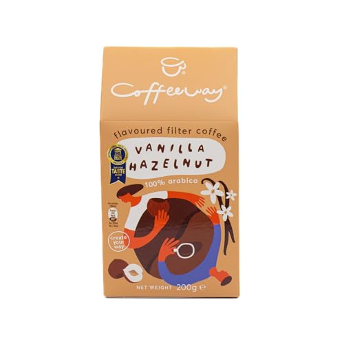Coffeeway Café molido con sabor a vainilla avellana, 1600 g (8 x 200 g)