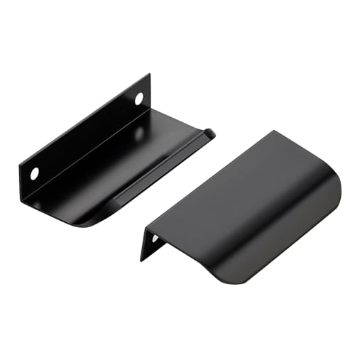 Image of Matte Black Cabinet Handles Finger Edge Pulls 3.15 Inch CC 8 Pack | Low-Profile Finger Grip, Cabinet Door Edge Mount, Smooth Handle Shape, 5.9 Inch (150mm), For Drawers, Cupboards, Kitchen