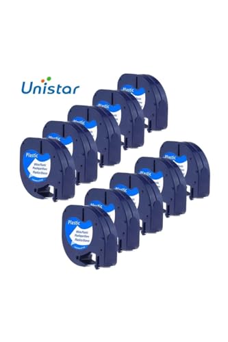 10 Adet 12 Mm 91201 Dymo Etiket Yazıcısı ile uyumlu Plastik Etiket Bant, Letratag Dymo ile uyumlu Bant için