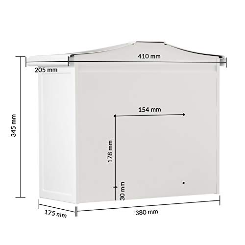Burg-Wächter Sylt 1883 W Klassieke Brievenbus, Met Comfort-Diepte, A4-Inworpformaat, Verzinkt Staal, Wit - Afbeelding 8