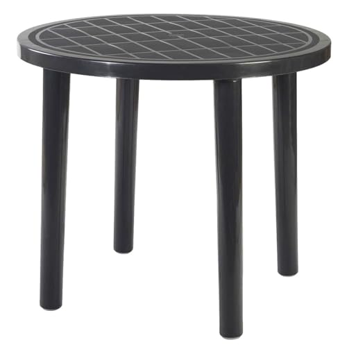 COSHANO Mesa de Jardín Redonda 90x72cm de recina Gris Antracita Auxiliar Exterior desmotable portátil, Camping, terraza, Acampada, Playa.
