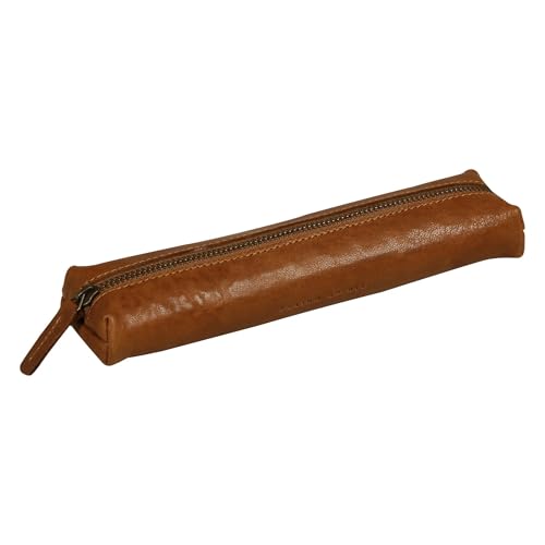 Clairefontaine 106511C Schlampermäppchen (Flying Spirit aus Leder, klein, rund, 19,5 x 4,5 x 2,3cm) 1 Stück Cognac