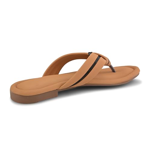 Image of Centrino Women's Flat Thong Sandals | Stylish Embellished Strappy Flip-Flops | Open-Toe Slip-On with Metallic Studs| Soft Cushioned Footbed for Comfort | Elegant & Durable Fashion Footwear (9313)