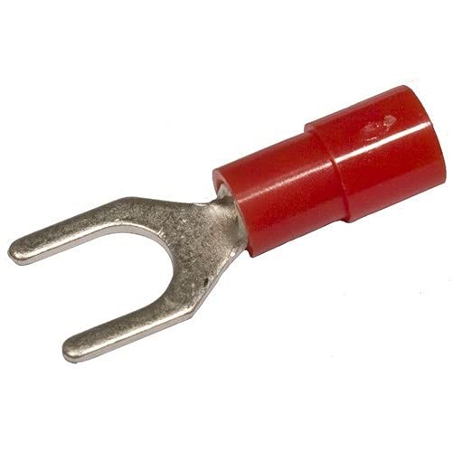 Morris Products 11612 Spade Terminal, Nylon Insulated, Red, 22-16 Wire Size, 4 Stud Size, 500-Pack