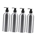 POPETPOP 4個 アルミ素材詰め替え用シャンプーボトル 螺旋デザイン ポンプヘッド付き トラベル対応化粧品容器 ローション ボディウォッシュ