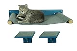 Catify® Katzenhängematte Extra Groß & Stabil inkl. 2x Katzentreppe | Hängematte für Katzen | Katzenbett an der Wand | Wandliege Katzen | Katzenliege für Wand | aus Deutschland | Katzenregal (Blau)