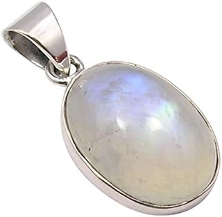 925 Pure Sterling Silver Rainbow Moonstone Necklace Pendant 1.1