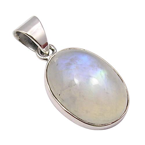 925 Pure Sterling Silver Rainbow Moonstone Necklace Pendant 1.1