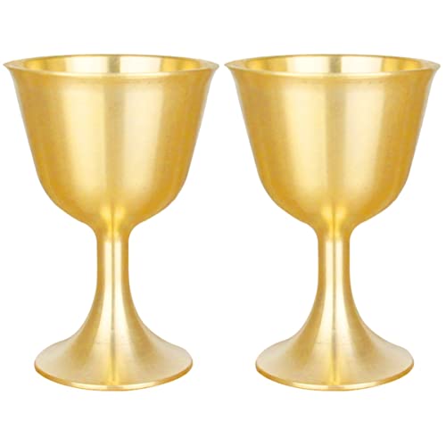Cabilock Paquete de 2 Copas Cálices Copa de Cáliz de Oro de Latón Copa de Vino de Latón Copa de Vino de Cobre Copa de Cáliz de Cobre Cover