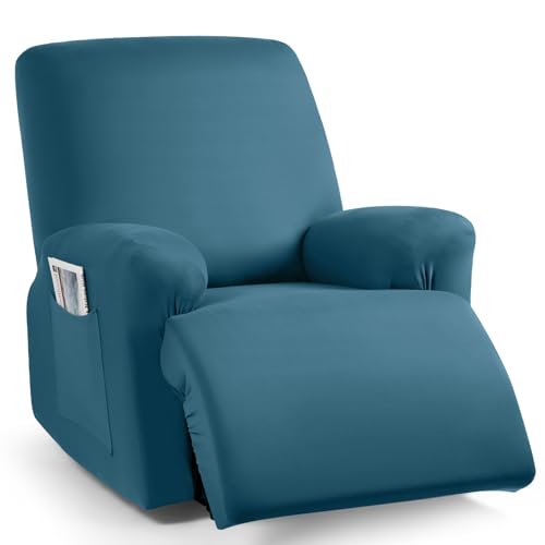 Image of TAOCOCO Stretch Recliner Chair Covers 3-Pieces Recliner Seat Covers for Reclining Chair with Arm Sofa Slipcovers Feature Fitted Soft Washable (1 Seat, Turquoise Blue)