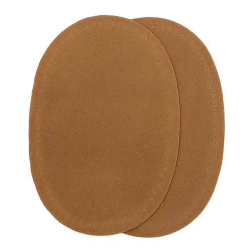 2PCS Sew-On Fabric Oval Elbow Knee Patches Sweater Trousers Repair Patches Craft Supply Sewing Appliques Suede Fabric (Brown)