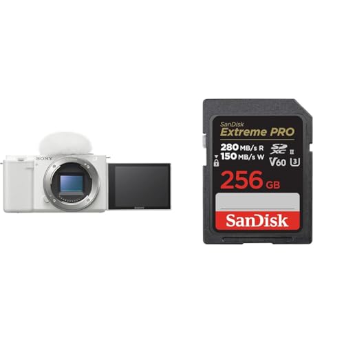 SONY(\j[) VlogpJ APS-C ~[XJ ZV-E10 {fB(YȂ) EBhXN[t zCg ZV-E10 W + SanDisk SDJ[h 256GB SDXC Class10 UHS-II V60 ǎ