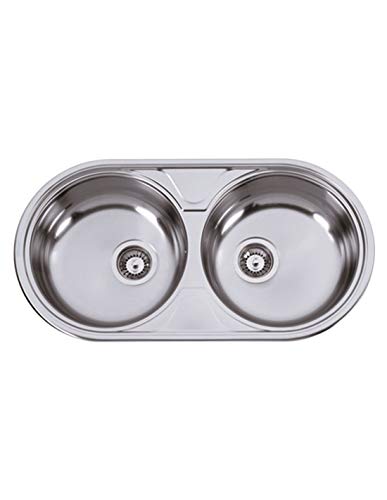 DUCHA.ES FREGADERO DE COCINA DOS SENOS DUETO DE RODI 84X44CM 15 AÑOS DE GARANTÍA Cover